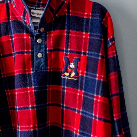 Disney Fleece Sweatshirt Pullover - Unisex Men's Size Large -Plaid Mickey Fleece - Picture 11 of 11